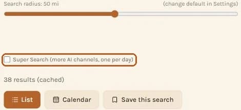 Discover controls with the Super Search checkbox outlined